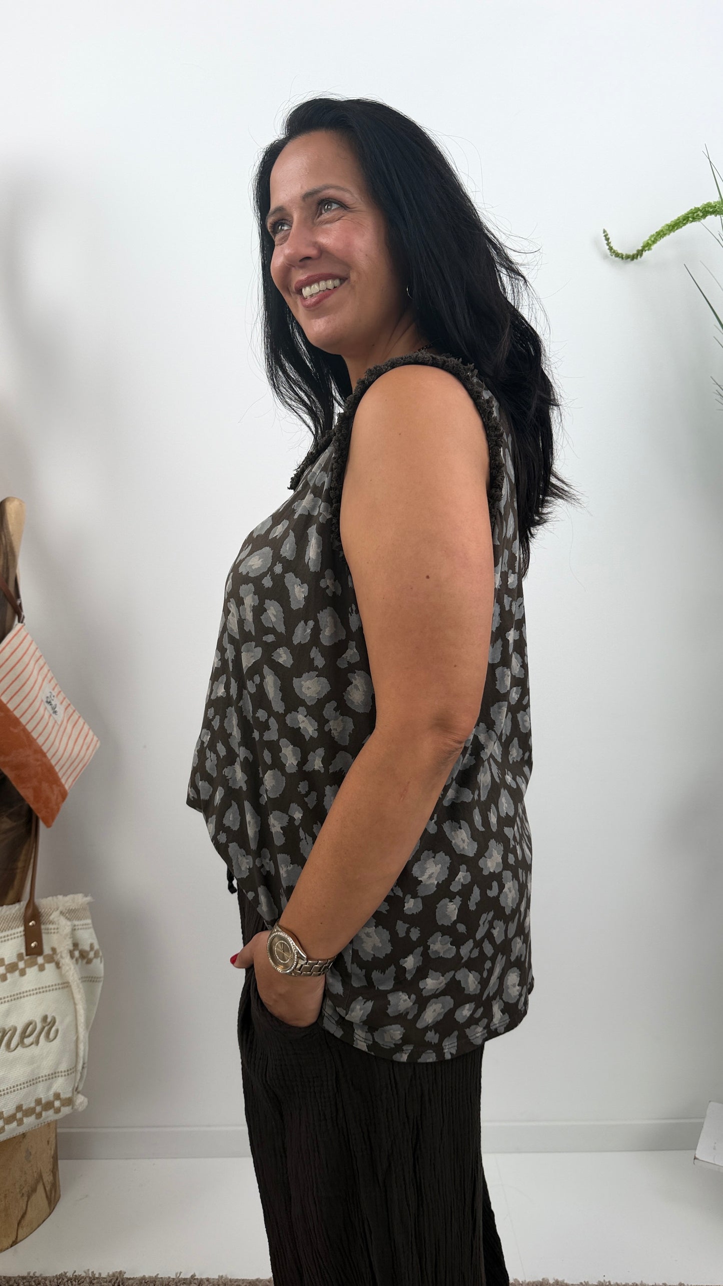 Top in Chocolate mit edlem Animalprint