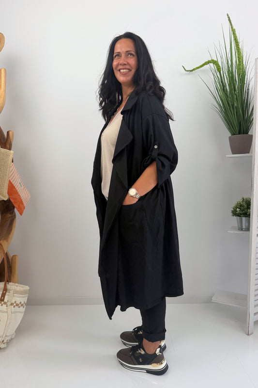 Eleganter Mantel in Schwarz (40-46)