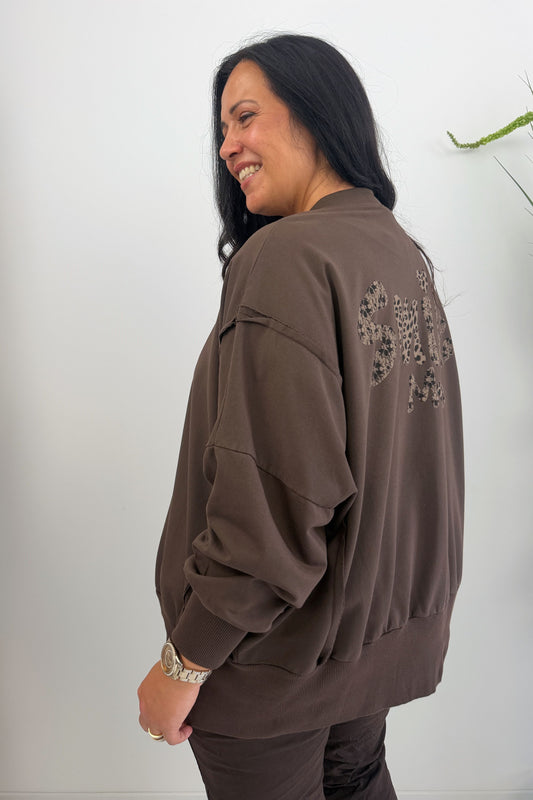 Stylische Sweatjacke in Chocolate (40-44/46)