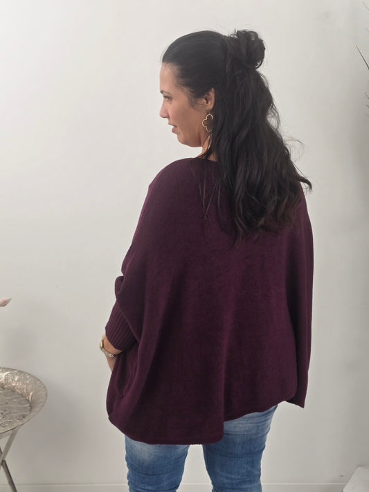 Lässiger Oversize-Pullover in Wine (38-48)
