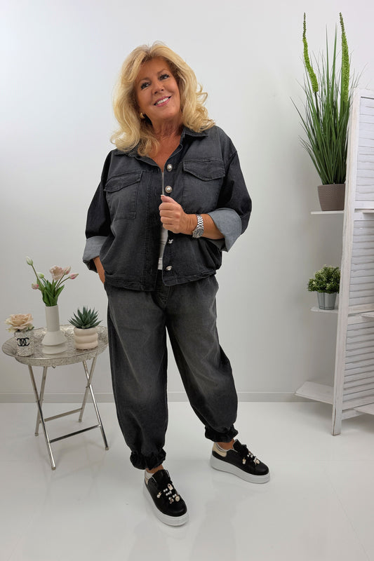 Angesagte Jeansjacke in Schwarz (38-42)
