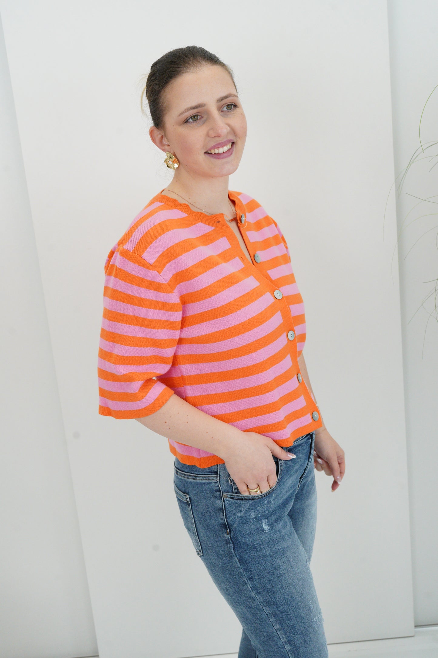 Strickjacke in Pink-Orange (36-40)