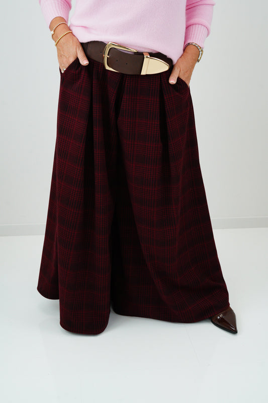 Palazzo Hose mit Glencheck in Bordeaux (38-42)