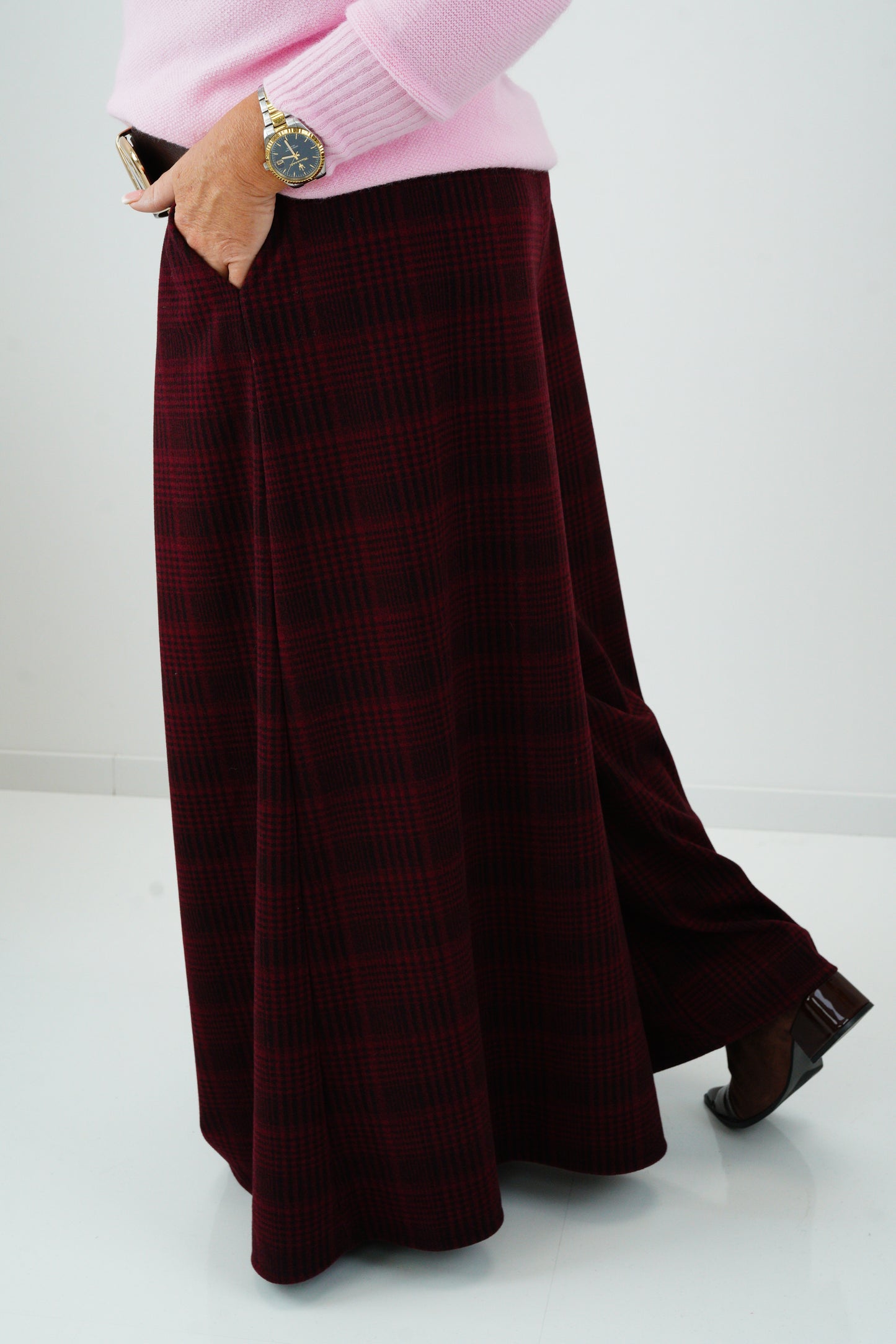 Palazzo Hose mit Glencheck in Bordeaux (38-42)