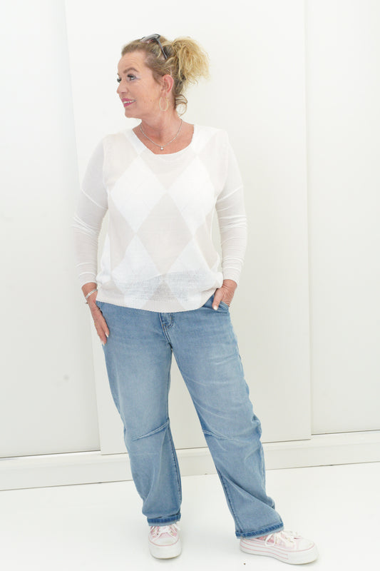 Pullunder in Weiß-Beige (36-42)