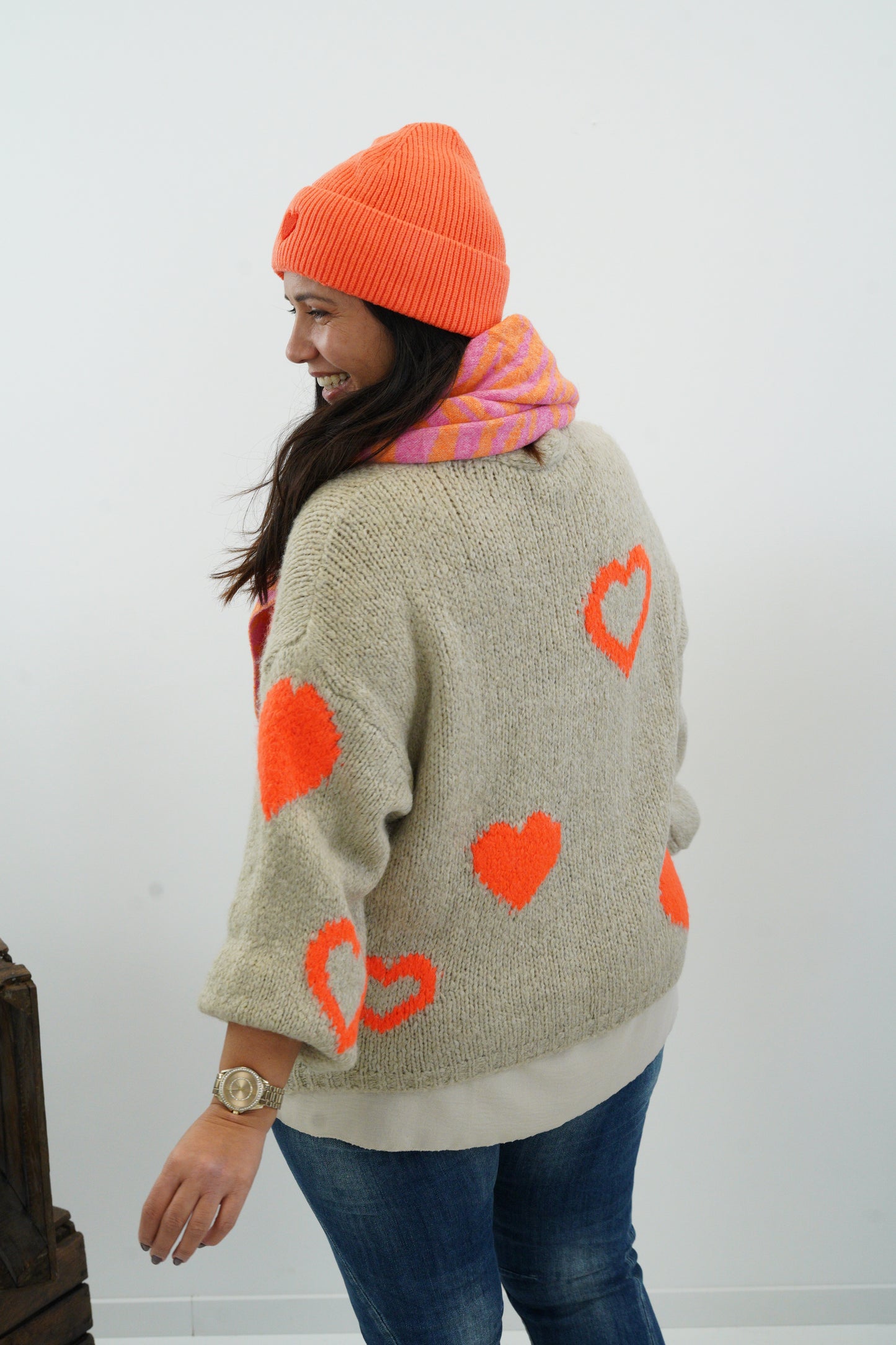 Strickjacke in Beige-Orange (38-44)