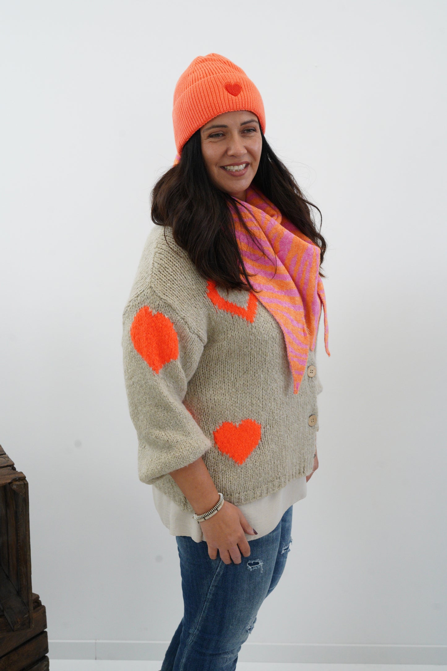 Strickjacke in Beige-Orange (38-44)