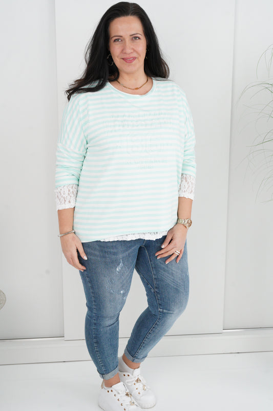 Shirt in Mint-Weiß (42-46)