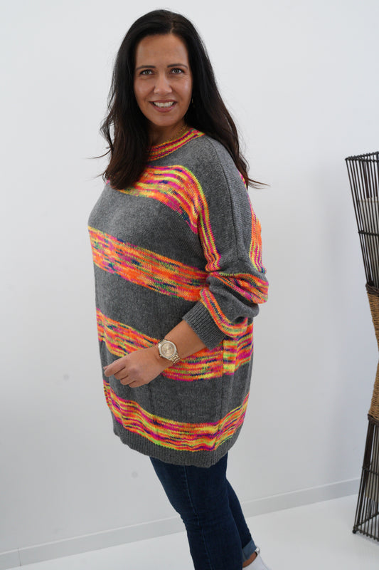 Pullover in Grau-Bunt (42-46)