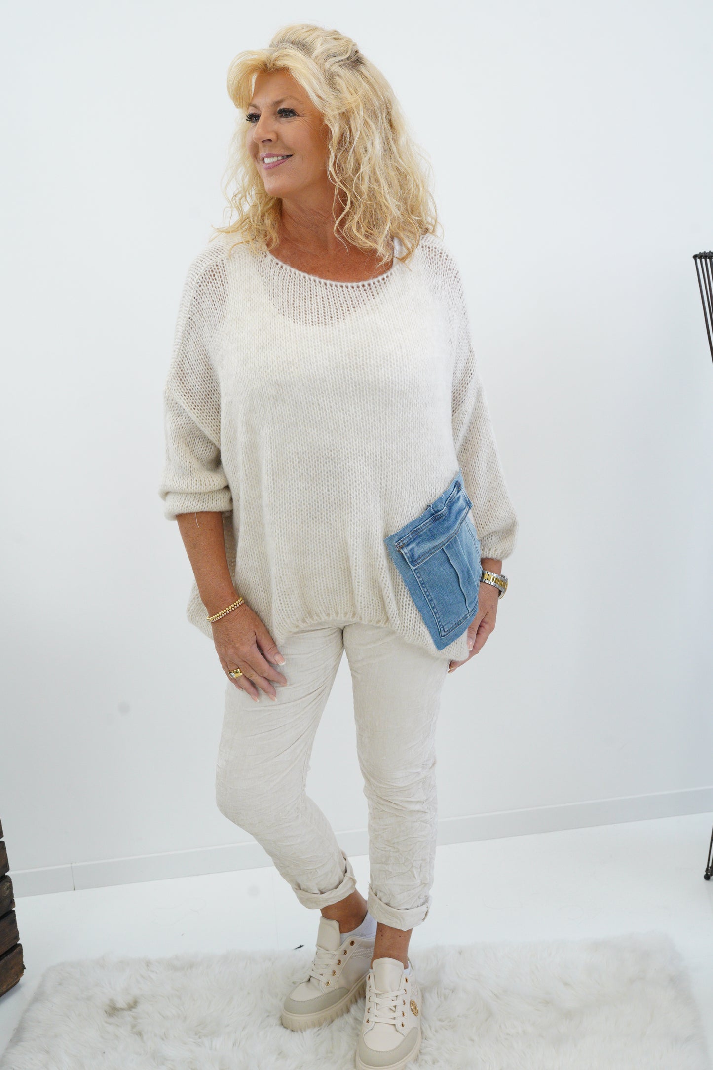 Pullover in Beige-Jeans (40-44+)