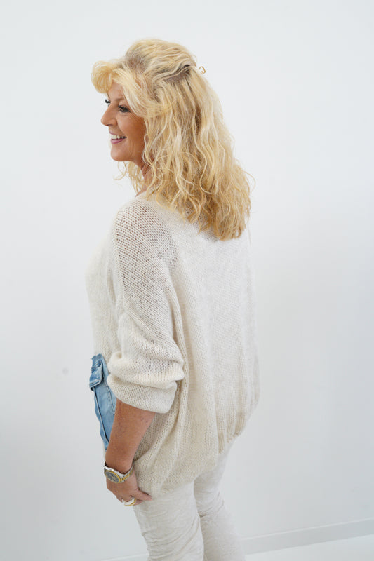 Pullover in Beige-Jeans (40-44+)