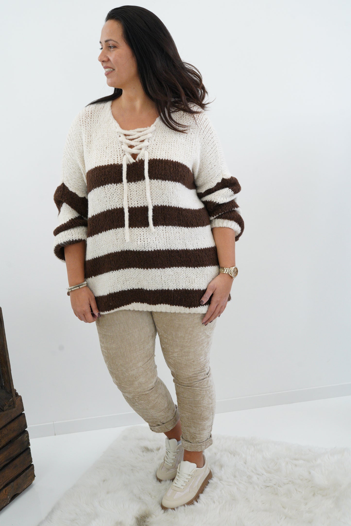 Pullover in Beige-Schoko (42-46)