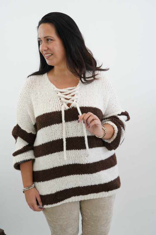 Pullover in Beige-Schoko (42-46)