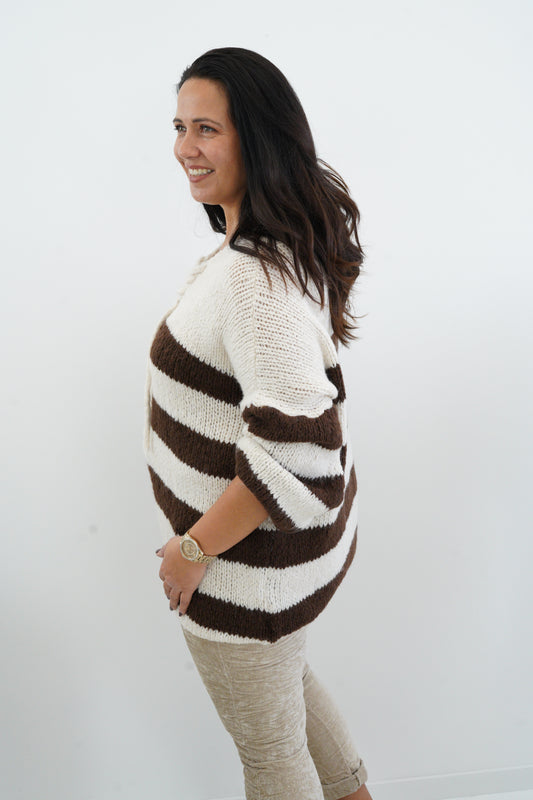 Pullover in Beige-Schoko (42-46)