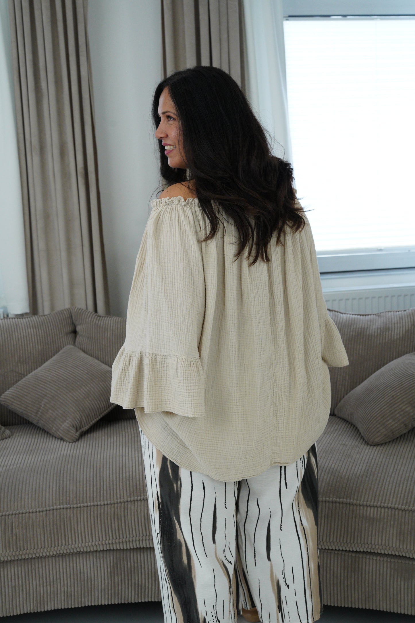Musselin Bluse in Beige (42-46)