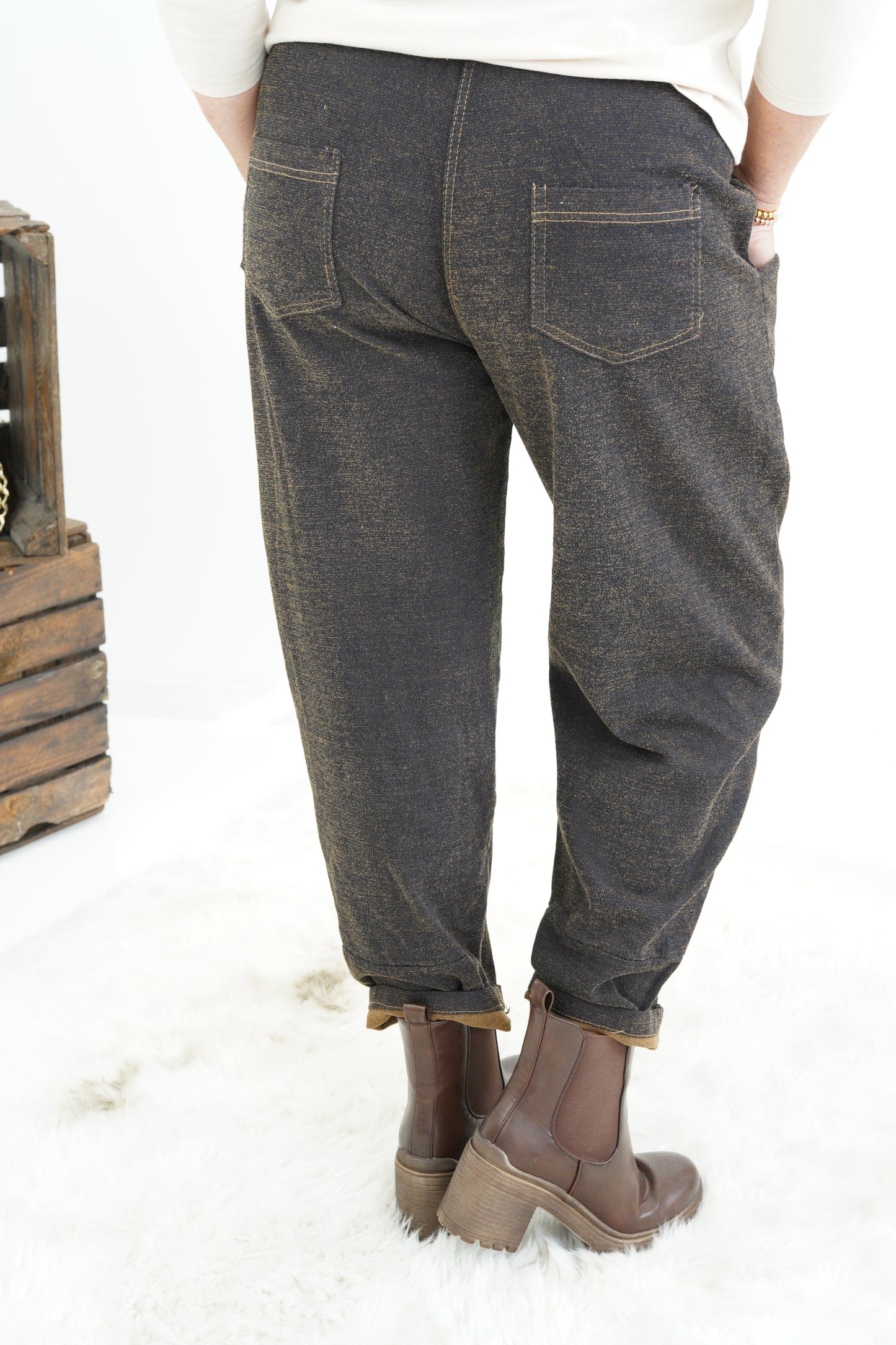 Joggpant in Schoko-Camel (38-42+)