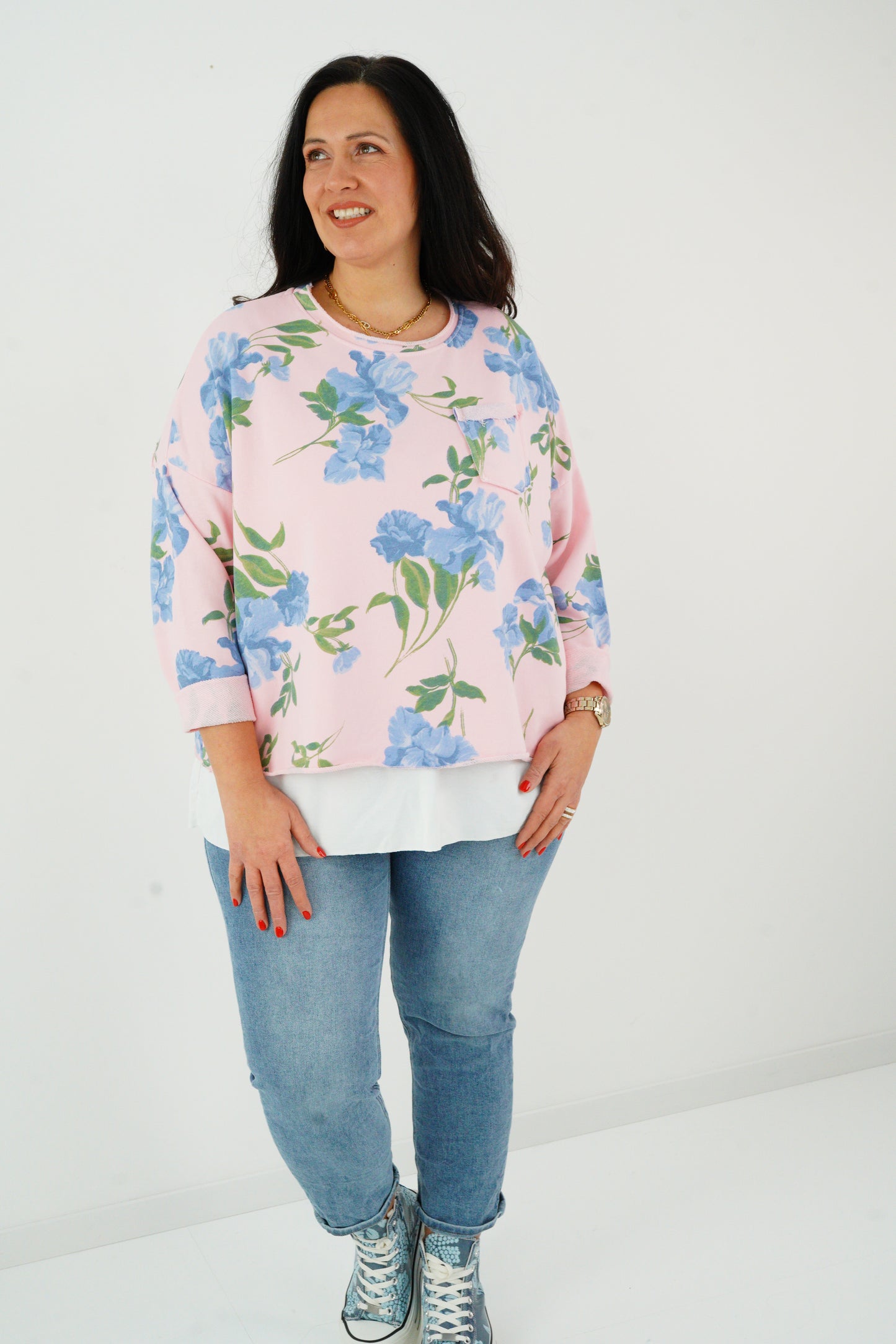 Sweatshirt in Rosa-Blau (38-42+)