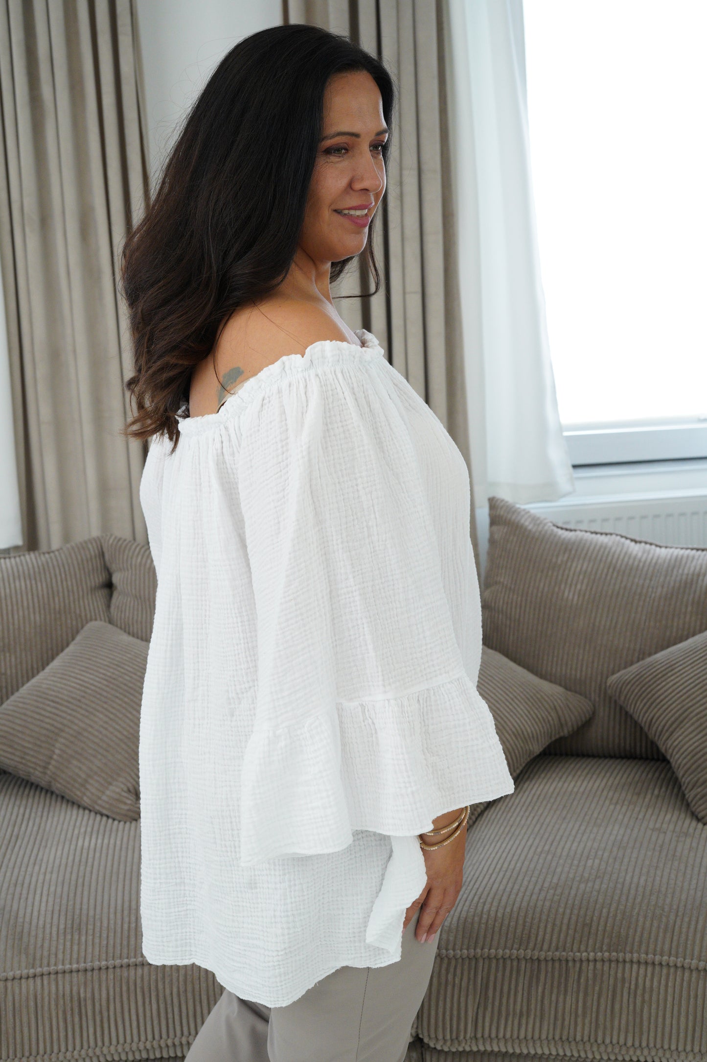 Musselin Bluse in Weiß (42-46)