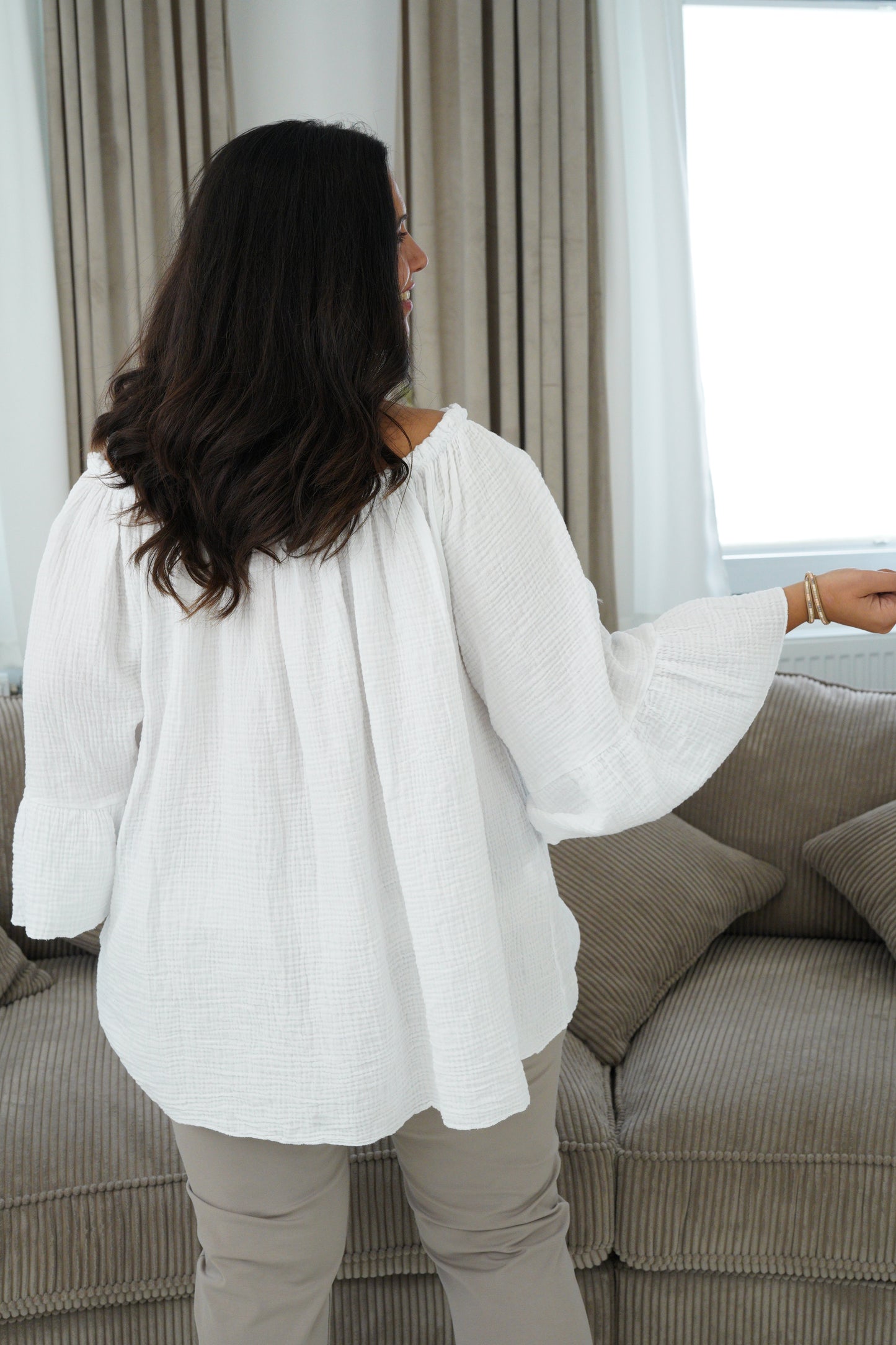 Musselin Bluse in Weiß (42-46)