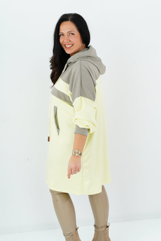Long Hoody in Taupe-Gelb (42-48)