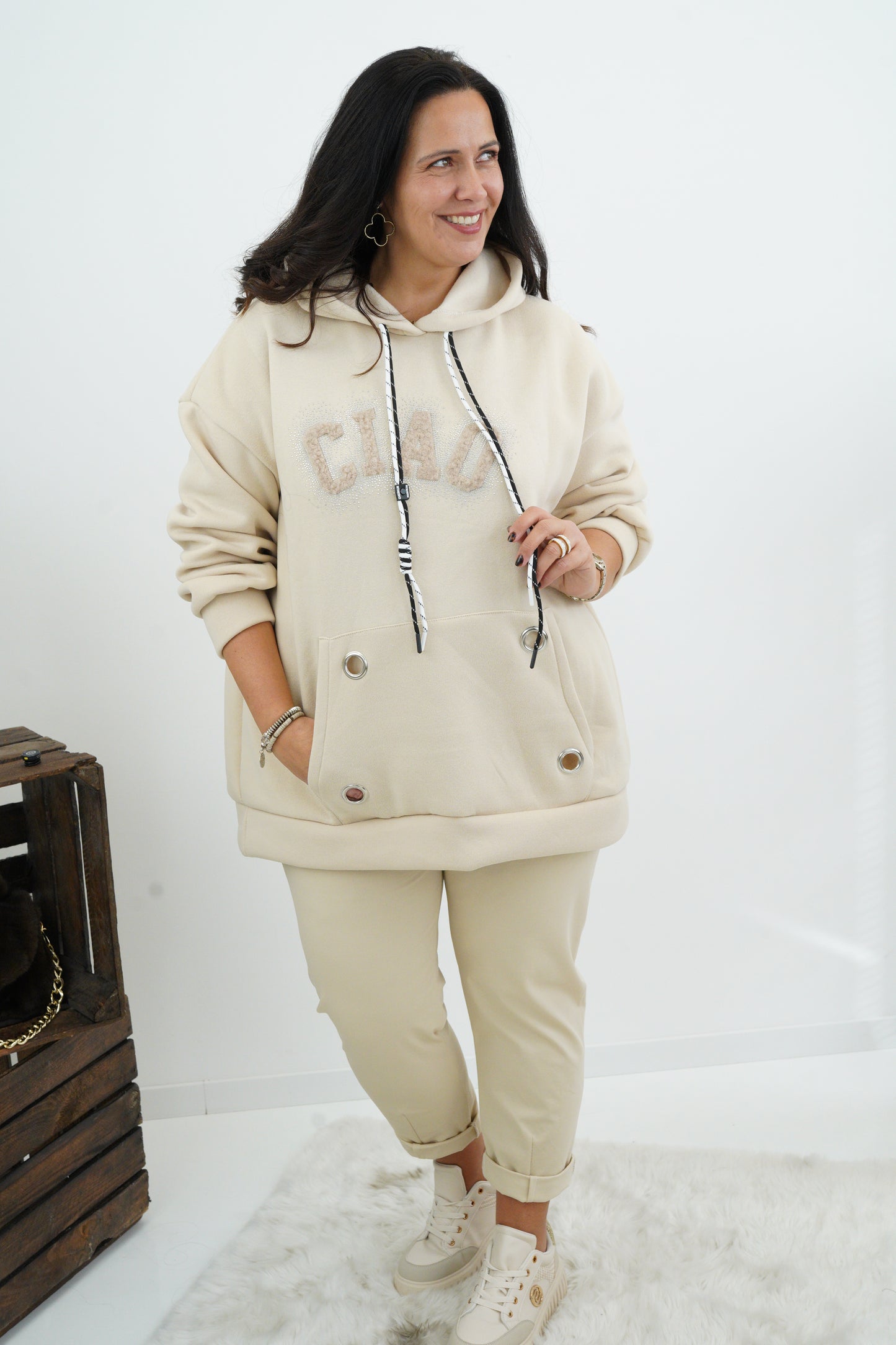 Sweathoodie in Beige (42-46+)