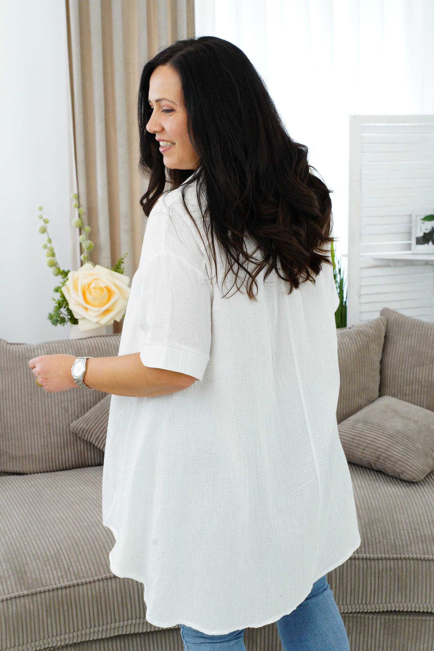Longbluse in weiß (40-44)