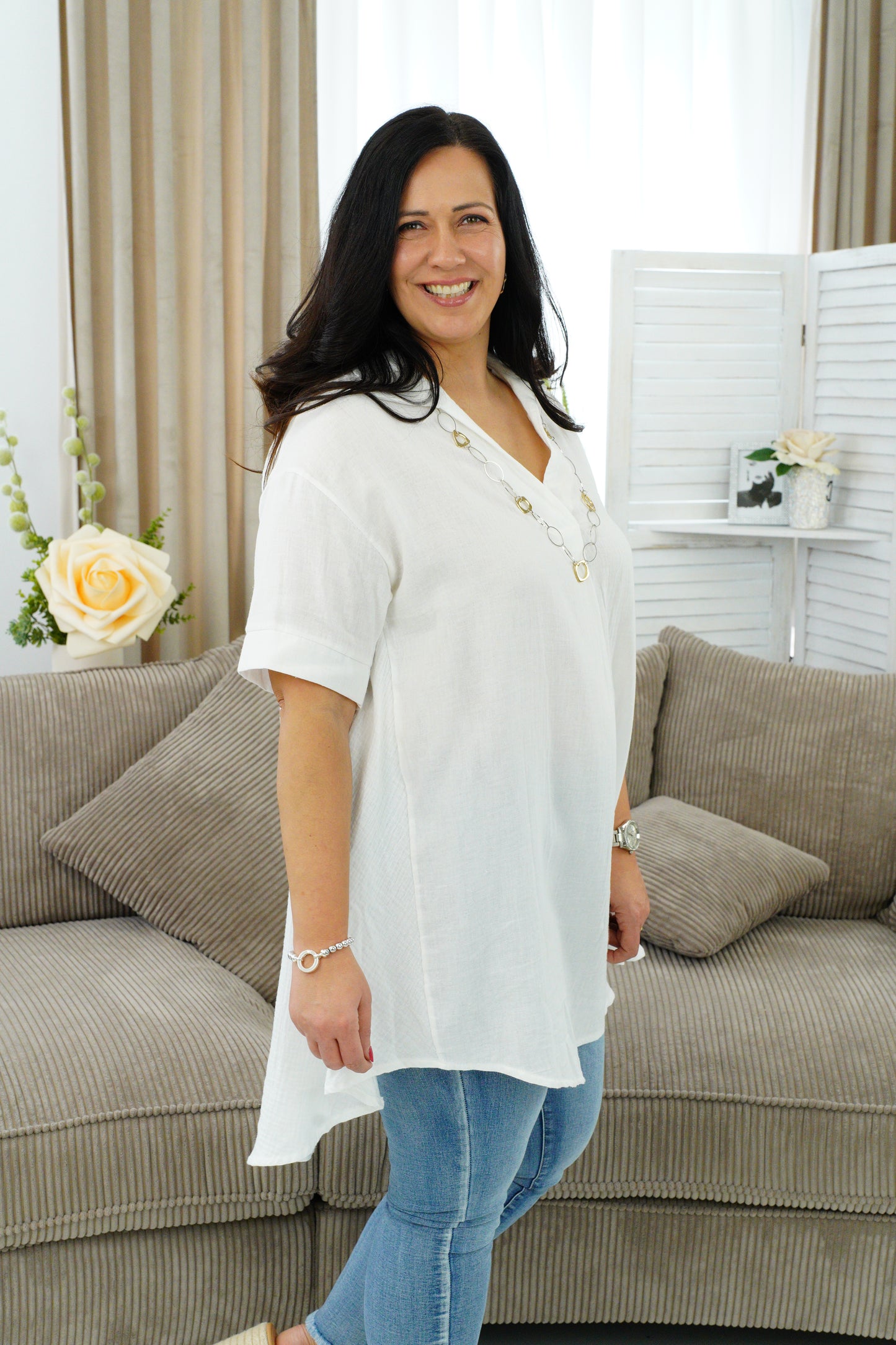 Longbluse in weiß (40-44)