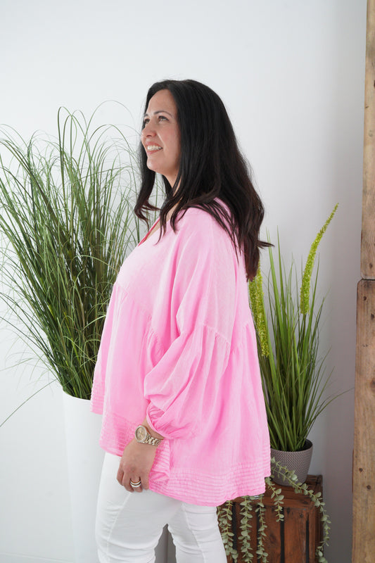 Bluse in Neon- Pink (38-44)
