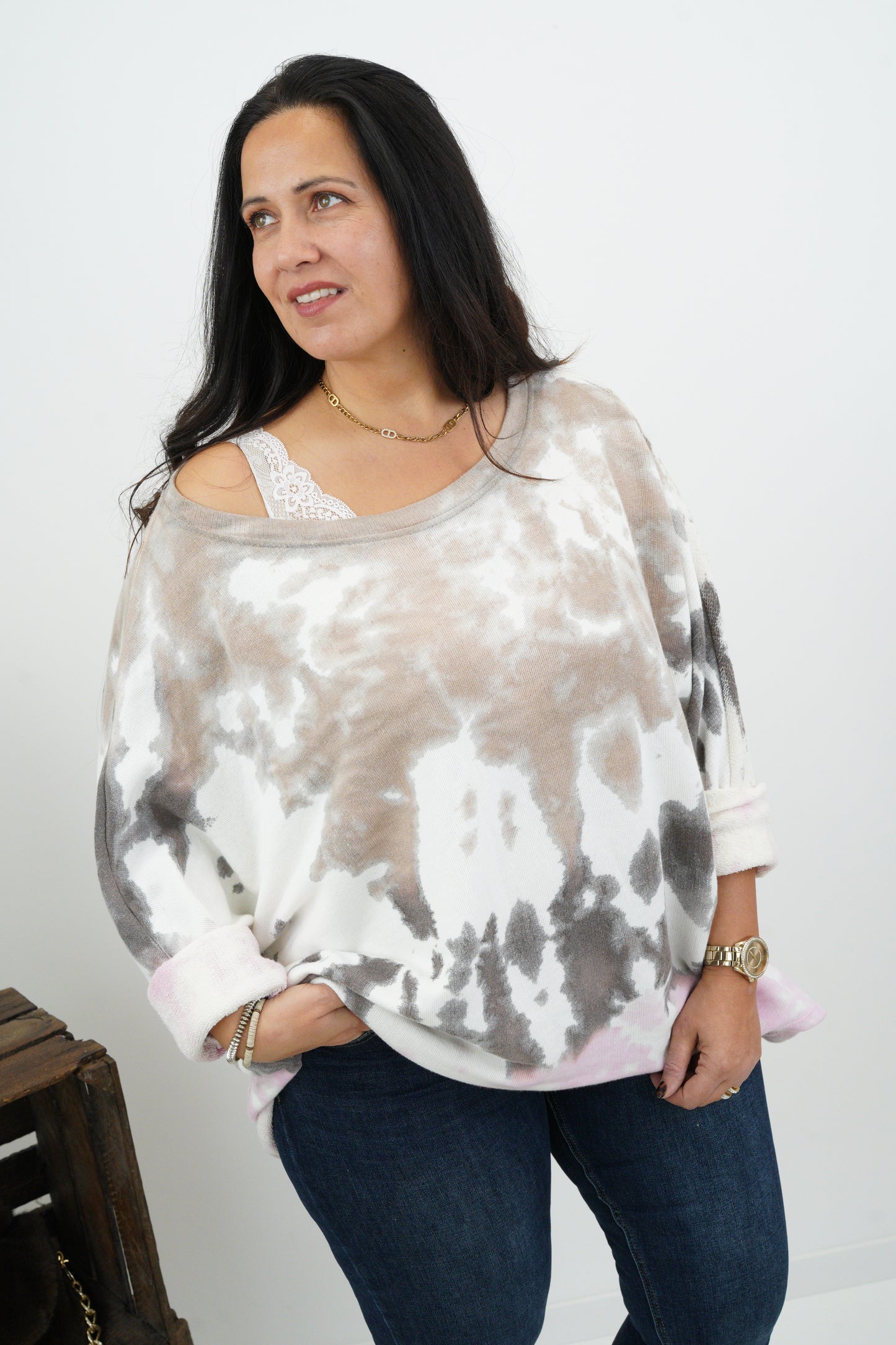 Sweatshirt in Batik-Bunt (42-48)