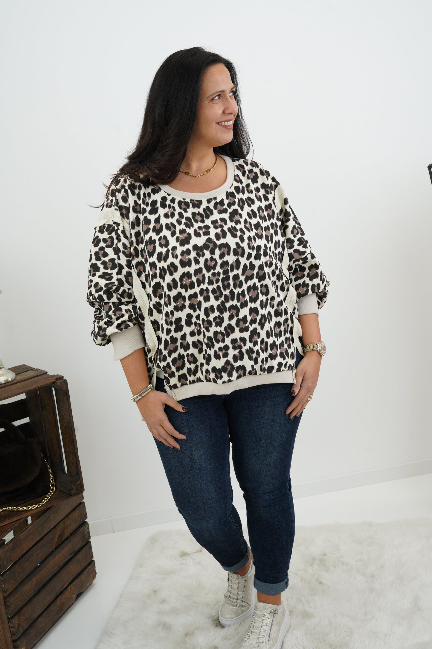 Sweatshirt in Leo-Beige (40-46)