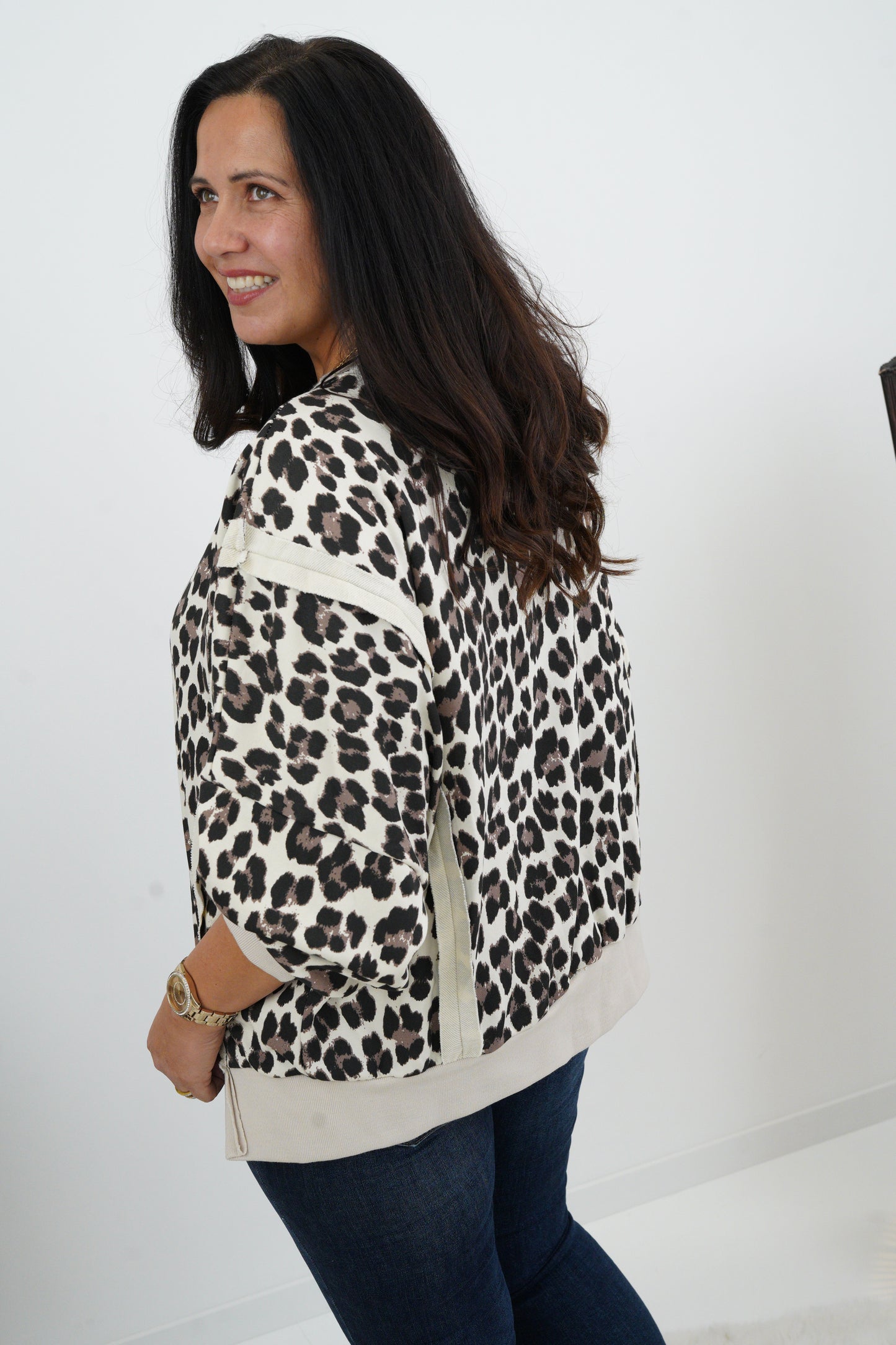 Sweatshirt in Leo-Beige (40-46)