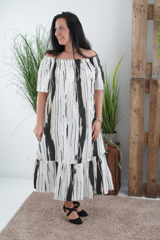 Kleid in Schwarz-Beige (40-44)