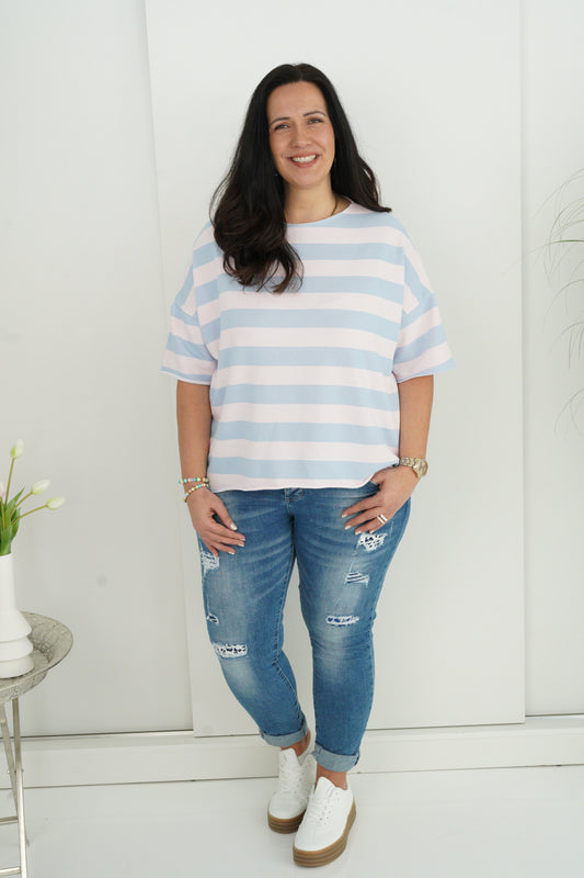 T-Shirt in Hellblau-Rose (40-44+)