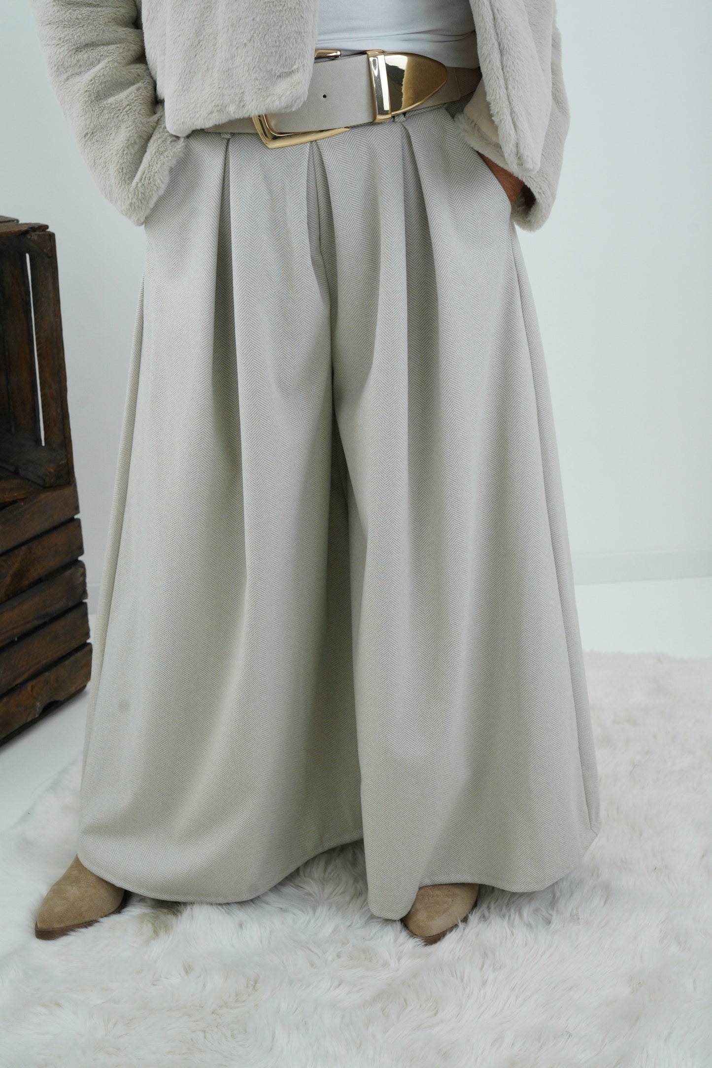 ❗Lieferzeit 10 Werktage❗Palazzo Hose in Beige (38-42)