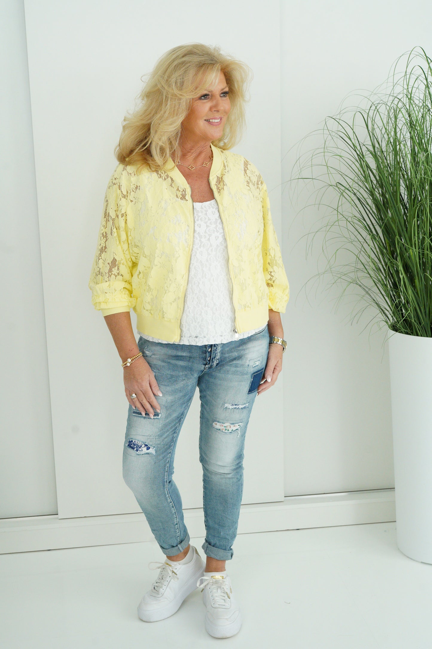 Spitzen Blouson in Gelb (38-42+)