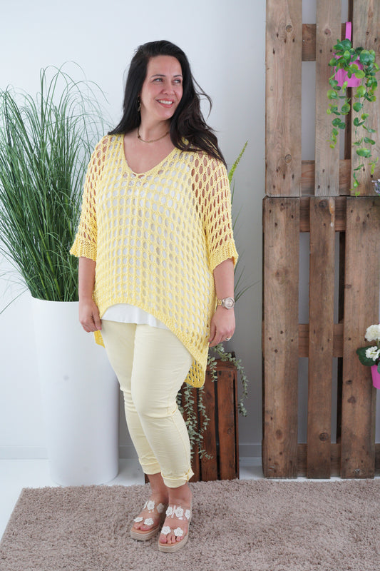 Loch-Pullover in Gelb (40-44)