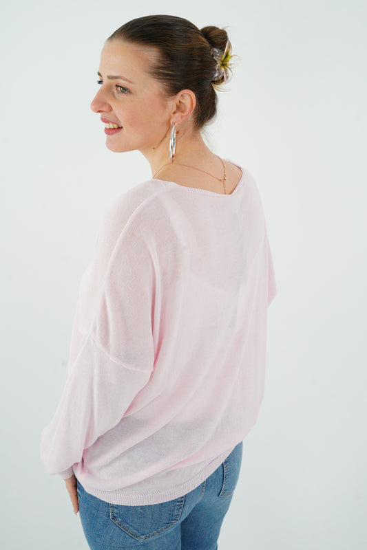 Feinstrick Pullover in Rosa (38-42)