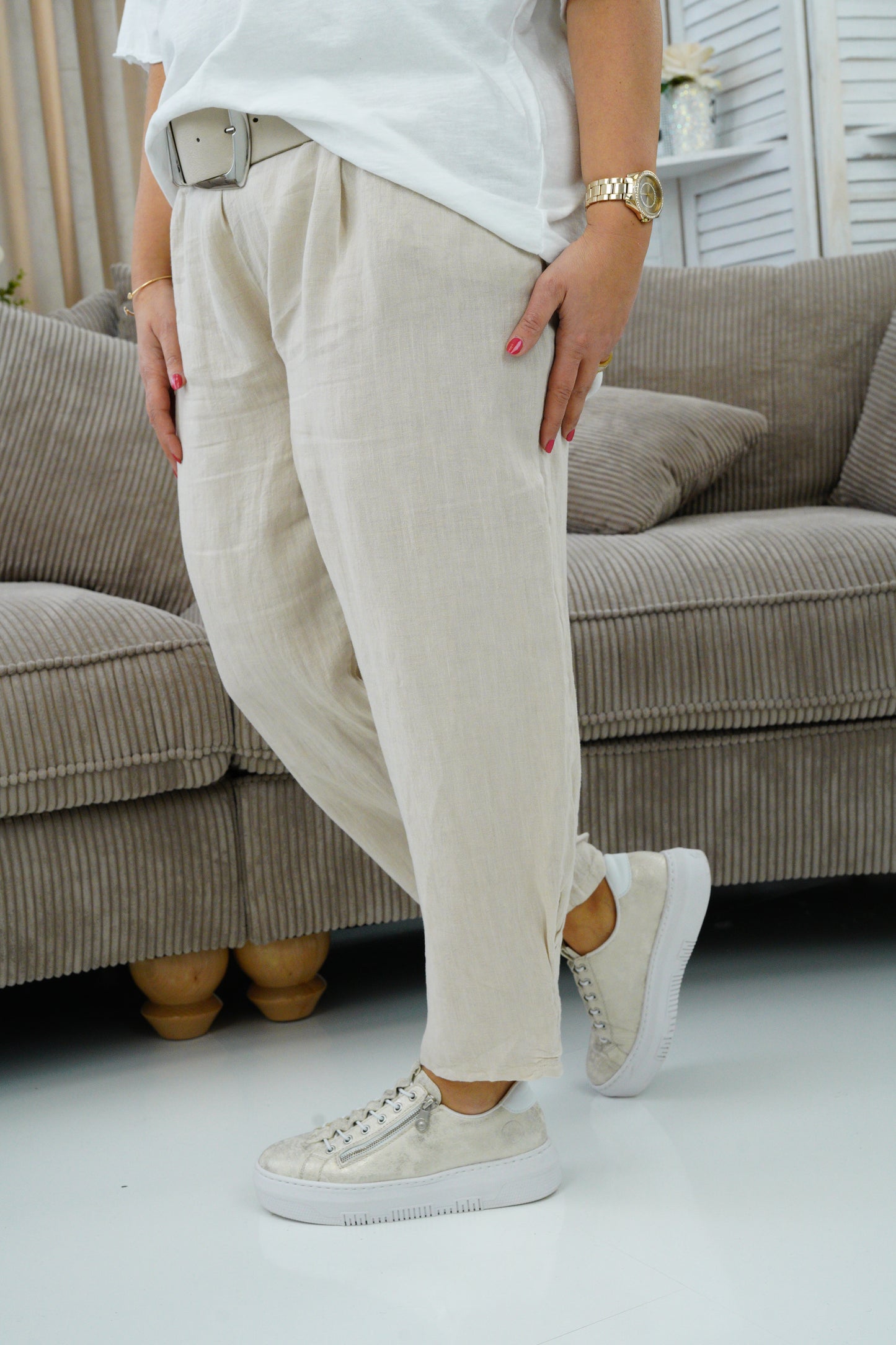 Leinenhose in beige (42-44)