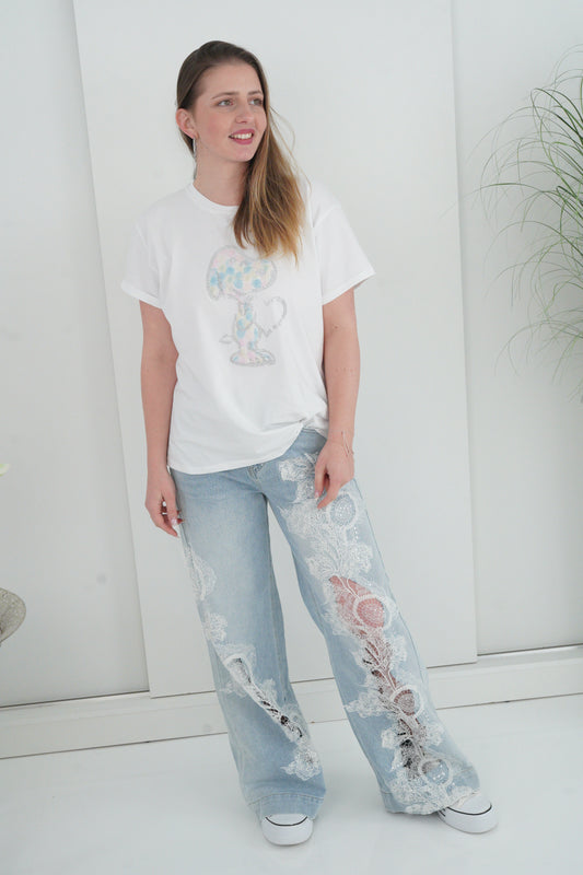 T-Shirt in Weiß-Bunt (38-42)