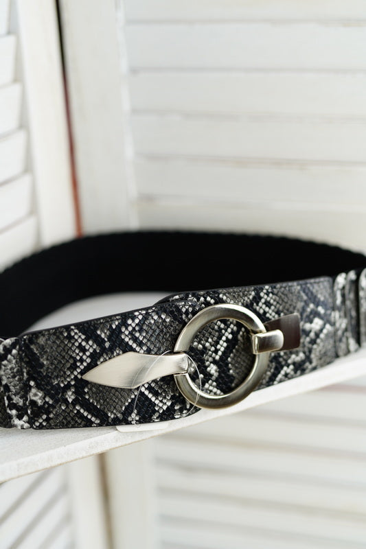 Stretch-Gürtel in Schwarz-Croco (75cm)