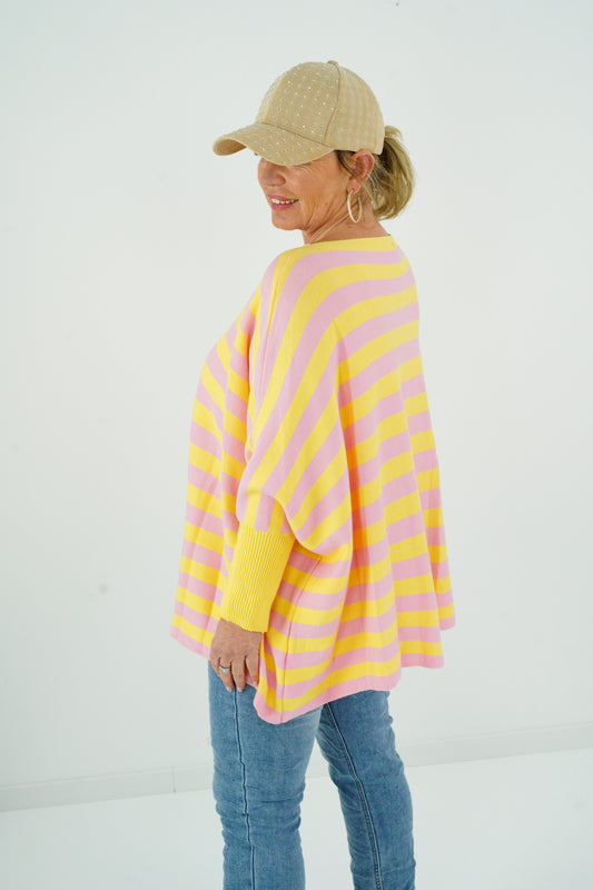 Pullover in Rosa-Gelb (38-48) Oversize