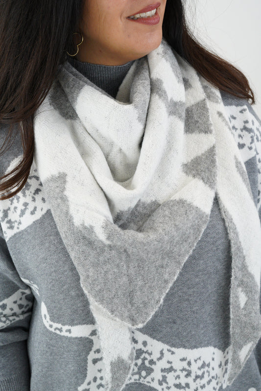 Schal in Grau-Weiß (One Size)