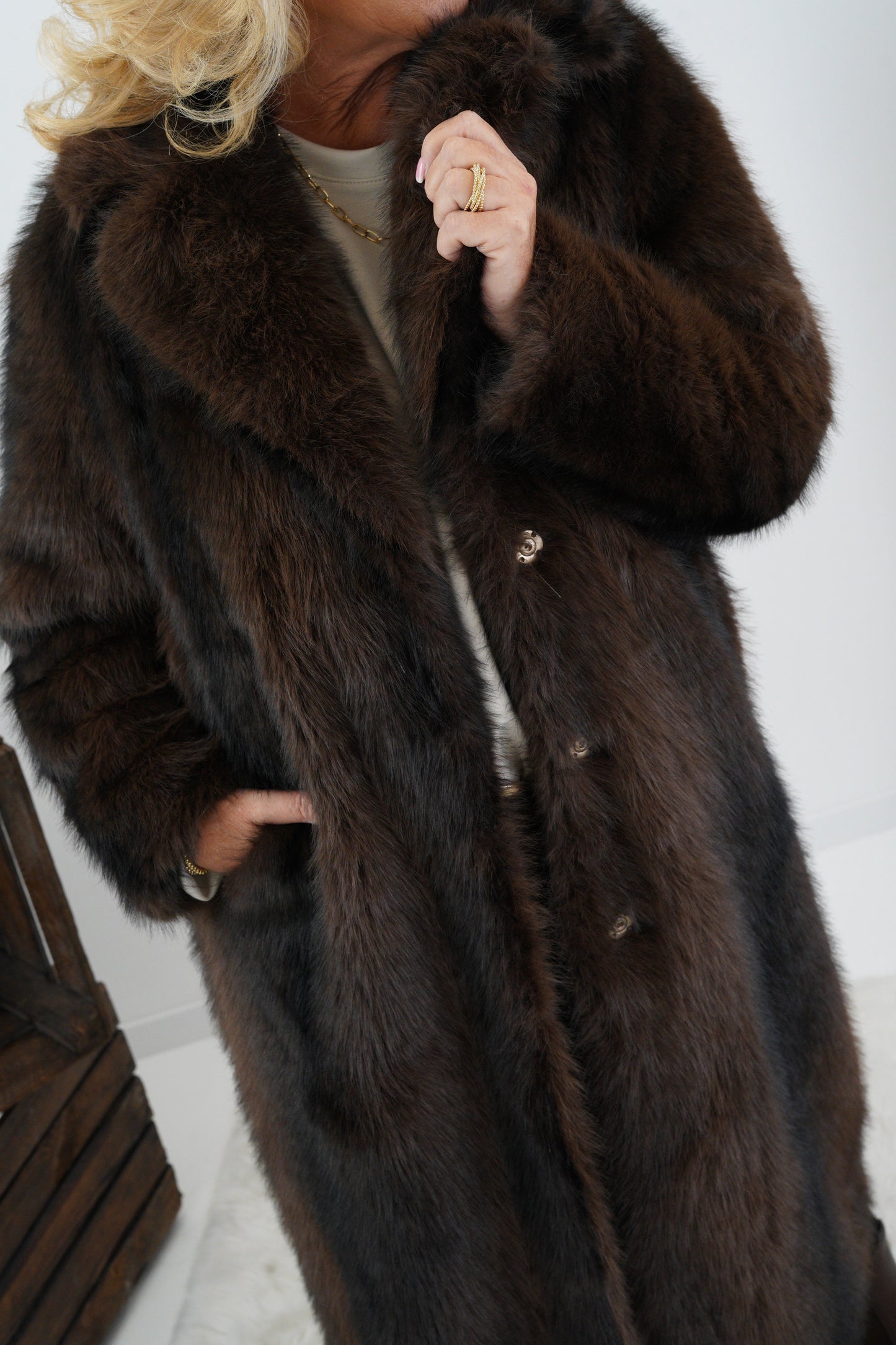 Webpelz Mantel in Dark-Chocolate (38-42+)