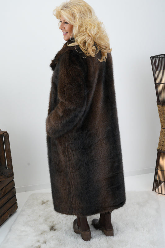 Webpelz Mantel in Dark-Chocolate (38-42+)