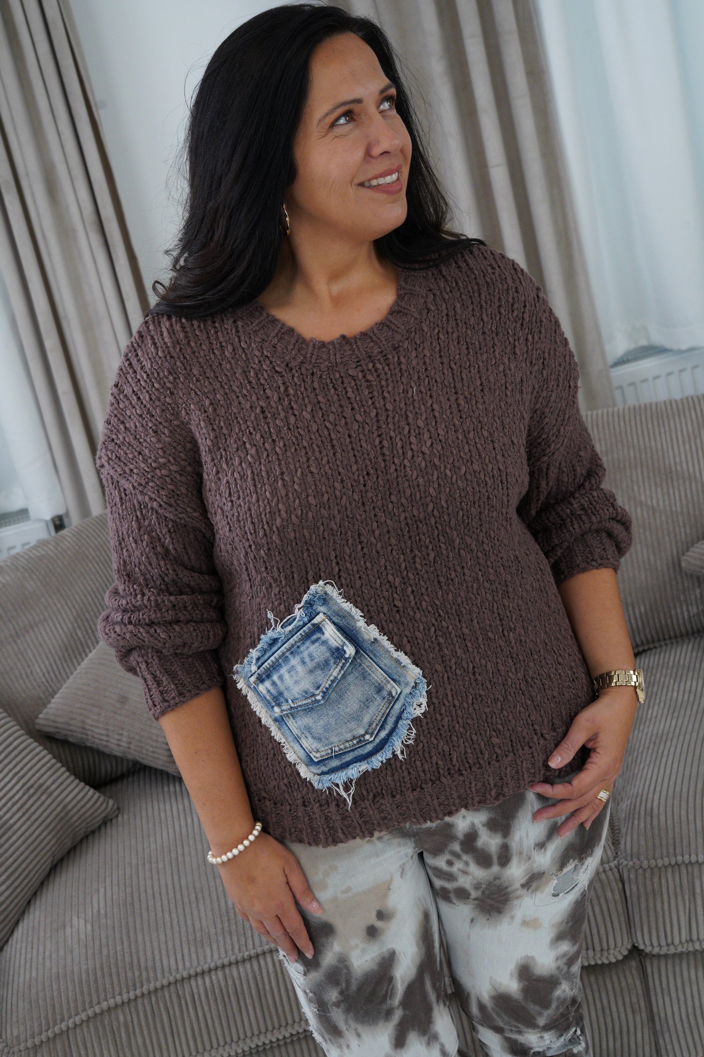 Strickpullover in Schoko (38-42+)