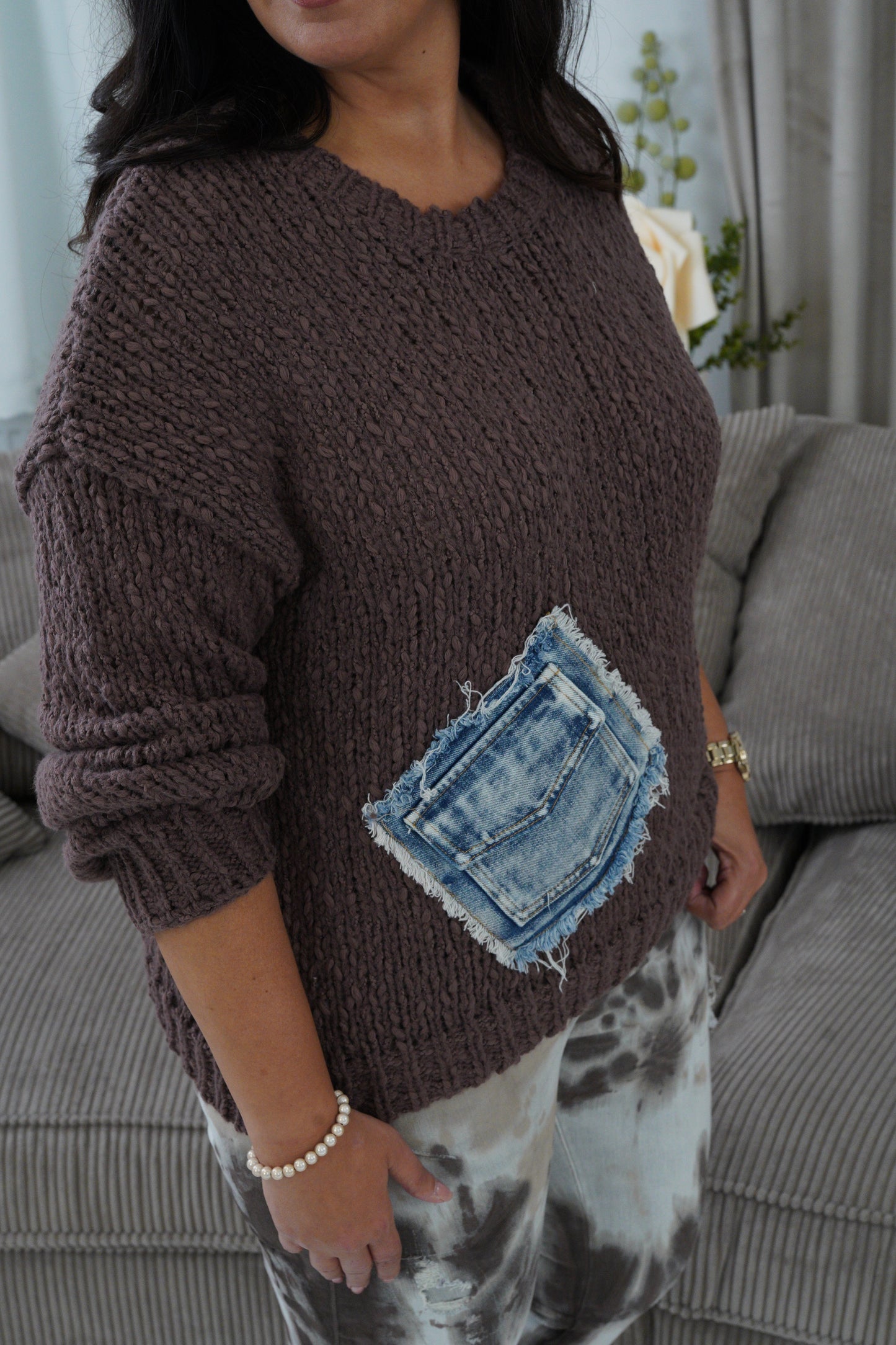 Strickpullover in Schoko (38-42+)