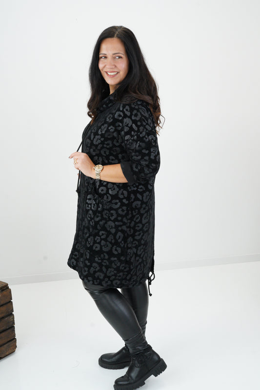 Long Sweatshirt in Schwarz (42-44+)