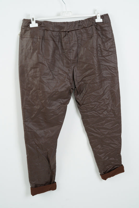 Lederimitat Joggpant in Schoko (42-46)