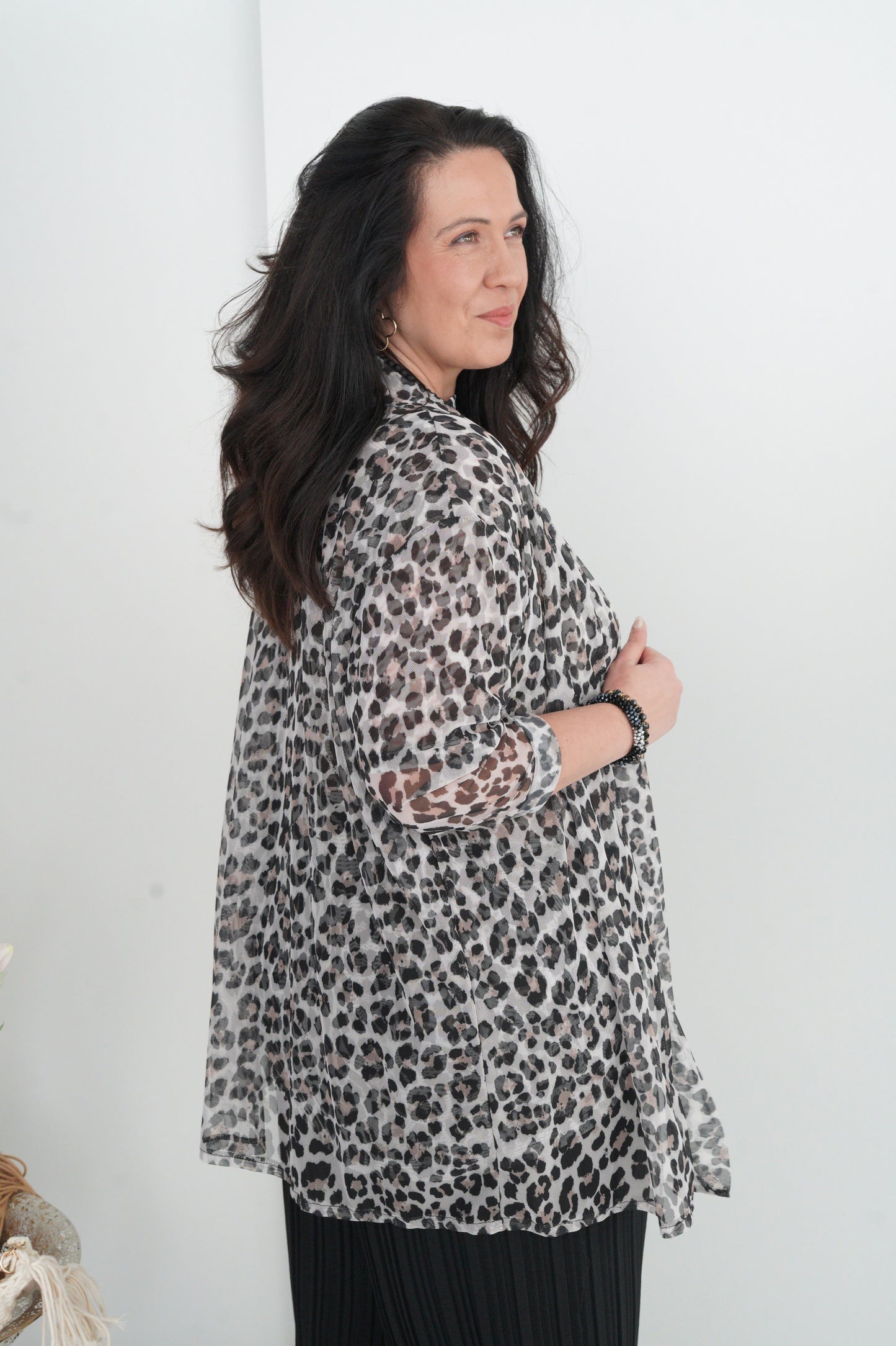 Mesh Jacke in Leo-Beige/Schwarz (42-46)