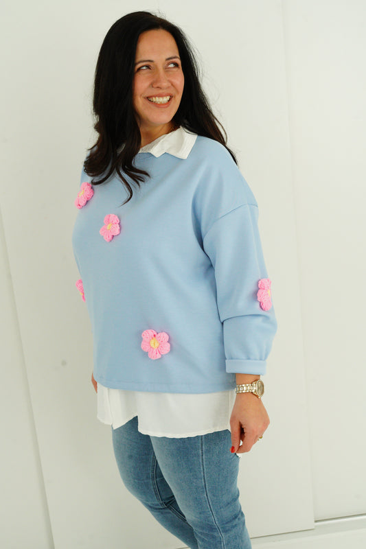 Sweatshirt in Himmelblau (38-42+)